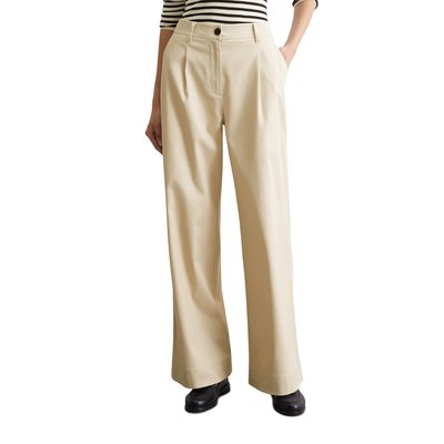 Pantalon droit à plis en mélange de coton organique et de lyocell MARC O'POLO
