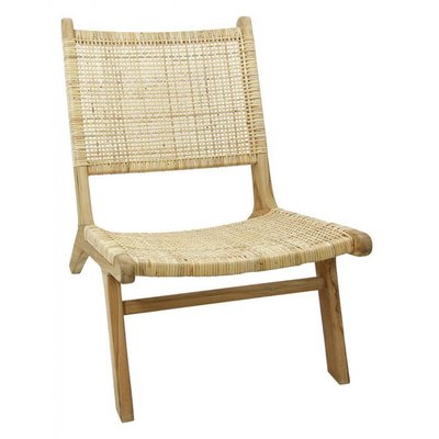 Fauteuil en rotin pieds en teck - CEYLAN INTERIOR'S