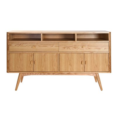 Buffet vintage en bois clair 4 portes 2 tiroirs L160 cm NORDECO MILIBOO