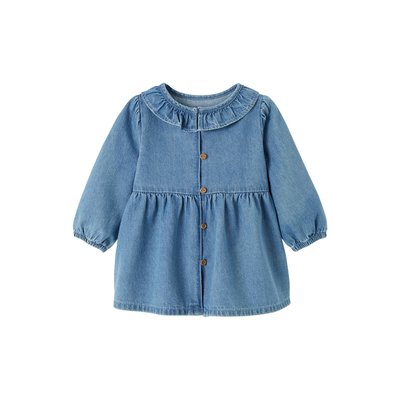Robe en denim col volanté VERTBAUDET