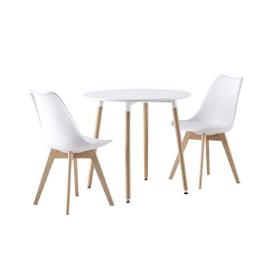 Table à manger ronde scandinave bois 2 chaises HEDVIG Ø80CM SWEEEK