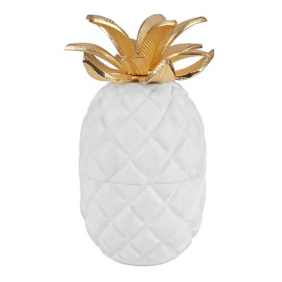 15cm White and Gold Pineapple Jar SO'HOME