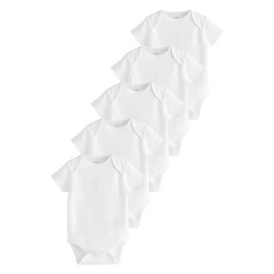 Lot De 5 Bodies Bébé à Manches Courtes NEXT - Essentiels Intemporels, Lavage Machine, Coton Doux