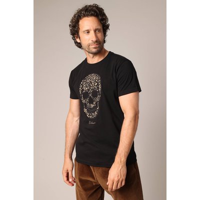 T-shirt homme en 100% coton avec motif tête de mort imprimé et texturé sur le devant. SHADOW DEELUXE