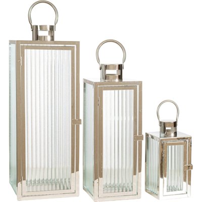 lanterne décorative argentée en métal et verre élégante RECOLLECTION