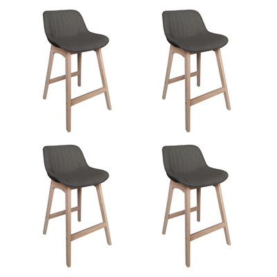 Lot 4 chaises d'ilot chêne et tissu MELLOW MOB IN