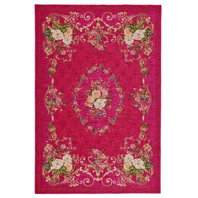 Tapis floral tissé à la machine avec bordure - Flomi THEKO