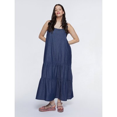 Robe longue à volants en denim léger FIORELLA RUBINO