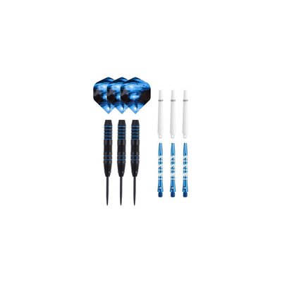 Jeu de 3 fléchettes professionnelles à pointe en acier 22 gr Typhoon Bleu JARDINDECO