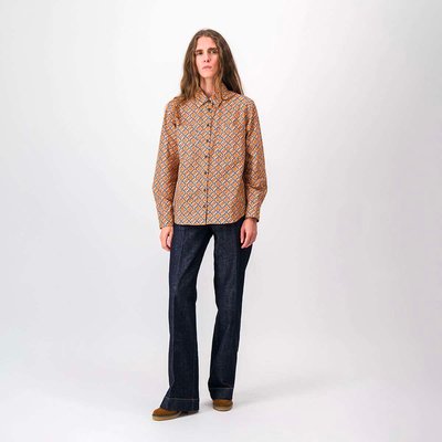 Blouse imprimé ocre en popeline de coton HILARION BENSIMON