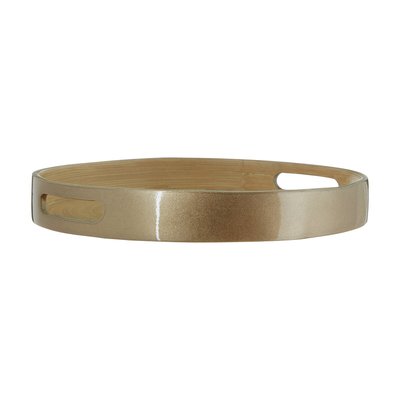 Small Round Bamboo Serving Tray in Gold SO'HOME