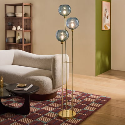 MADE.COM Ilaria 3-Light Swirl Glass Floor Lamp MADE