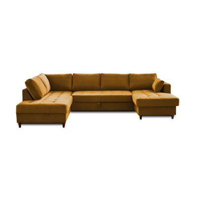 Canapé d'Angle Convertible en Velours 7 places - ANNA LISA DESIGN