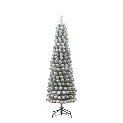 Sapin de Noël artificiel étroit enneigé H215 cm CHARLTON BLACK BOX TREES