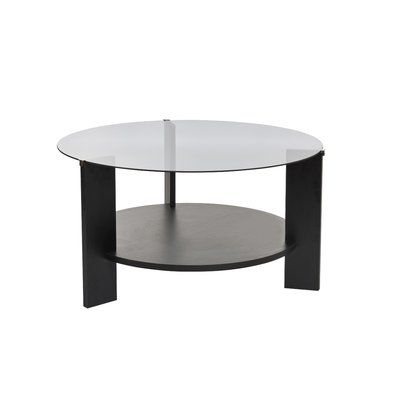Table basse 2 plateaux dont 1 en verre trempé fumé D75 cm - CLARA CALICOSY