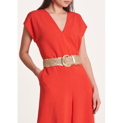 Ceinture large tressée en cuir dorée LA FEE MARABOUTEE