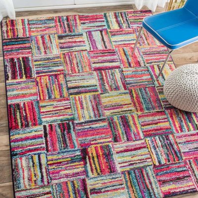 Tapis entrée tissé motif géométrique BRIK UN AMOUR DE TAPIS