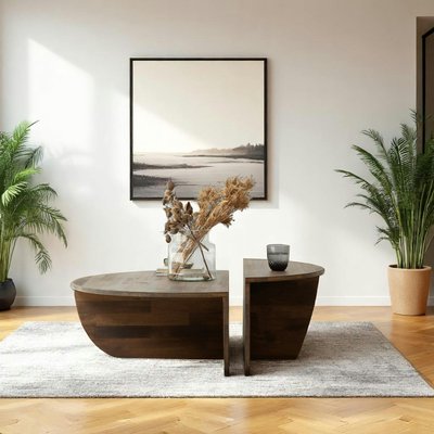 Table basse design en bois brun - 2 modules SITIA PIER IMPORT