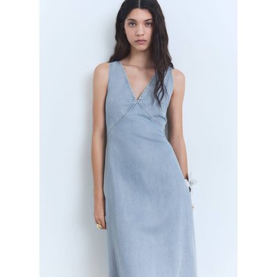 Robe midi lyocell et col en V MANGO