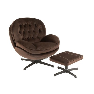 Fauteuil relax et son repose pied tissu et métal - LOUNGE HELLIN, DEPUIS 1862