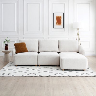 Corbin Boucle Modular 3 Seater Sofa and Footstool SO'HOME