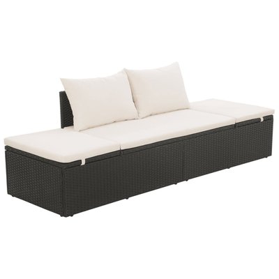 Lit de jardin en résine tressée avec coussin HOME MAISON