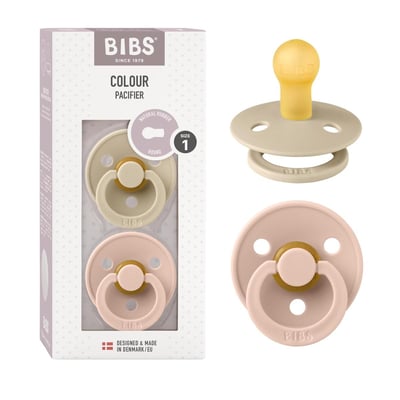 Lot de 2 sucettes - Latex de caoutchouc naturel - Taille 1 0-6 mois Vanille/Blush Bibs