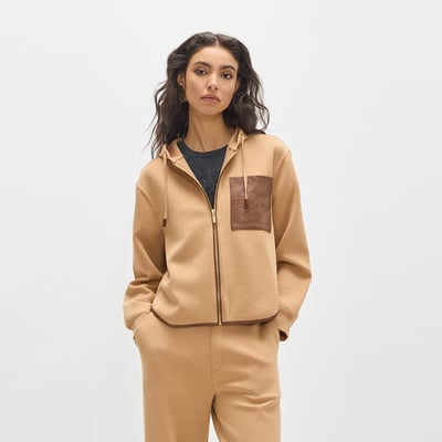 Sweat zippé à capuche avec poche faux cuir LOLA CASADEMUNT