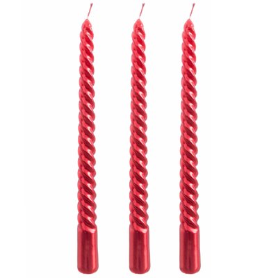 Set de 3 bougies de Noël torsadées rouges WADIGA