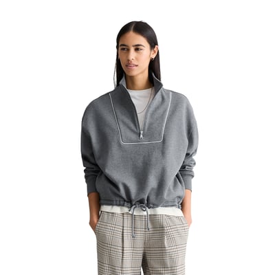 Sweat-shirt à demi-zip relaxed en doux mélange de coton organique MARC O’POLO DENIM