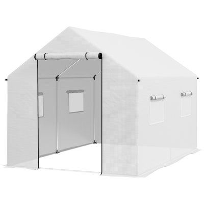 Serre de jardin tunnel 6 m² porte 4 fenêtres acier galvanisé PE OUTSUNNY