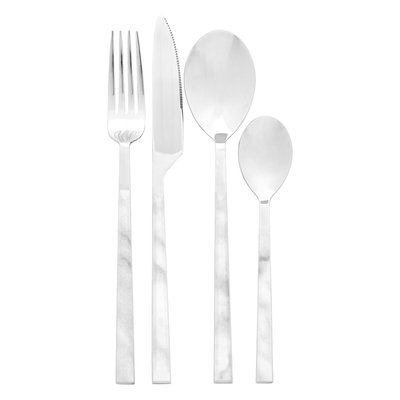16-Piece White Faux Marble Cutlery Set SO'HOME