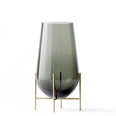 Vase Echasse Medium Verre Fumé et Laiton H 45 Diam 22 cm AUDO COPENHAGEN