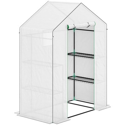 Serre de jardin 6 tablettes porte fenêtres acier PE haute densité OUTSUNNY