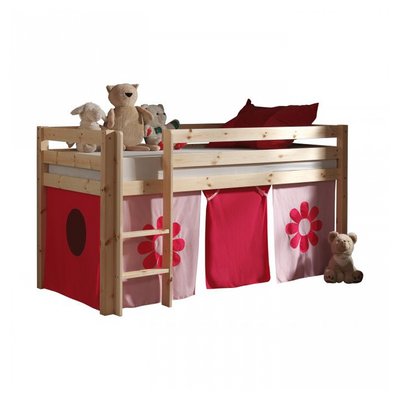 Lit Compact Naturel + Rideau de lit Flower VIPACK