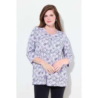 T-shirt à fleurs, col rond et manches 3/4 ULLA POPKEN