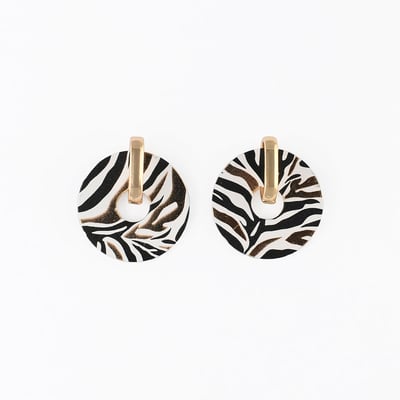 Boucles d'oreilles rondes Balagane imprimé zèbre BALABOOSTE
