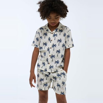 Short imprimé en seersucker en coton MONOPRIX