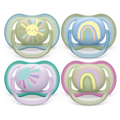 Lot de 2 sucettes Ultra Air 0/6 mois SCF085/30 Coloris mixtes PHILIPS AVENT