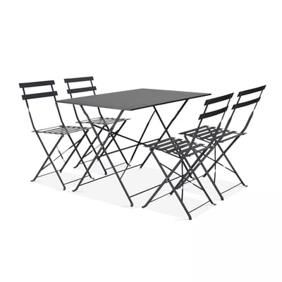 Salon de jardin table bistrot et 4 chaises pliantes, ROME OVIALA