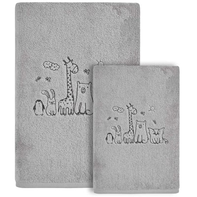 Ensemble enfant 1 serviette de toilette + 1 drap de bain BABY JUNGLE SENSEI MAISON