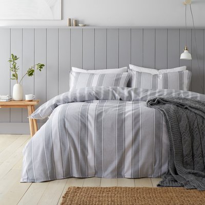 Brushed Ticking Stripe 100% Cotton Duvet Cover and Pillowcase Set BIANCA FINE LINENS