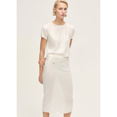 Pull maille manches courtes paillettes MANGO