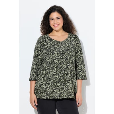 T-shirt à fleurs, plis fantaisie ULLA POPKEN