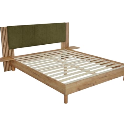 Lit bois et panneaux de particules revêtement tissu bouclette, ISYA BOBOCHIC