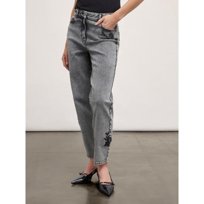 Jean boyfit en denim de coton délavé noir MOTIVI