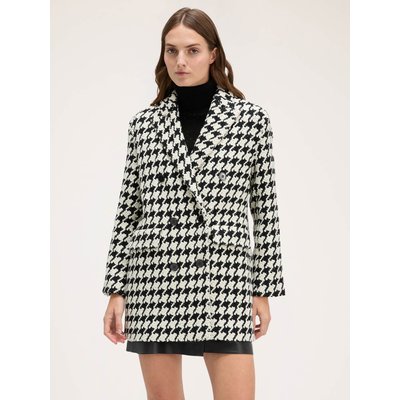 Manteau bouclé de laine mélangée fantaisie pied de poule MOTIVI