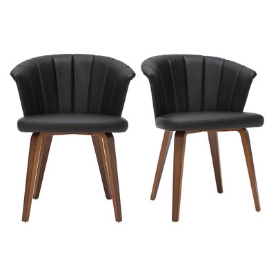 Chaises design noir et bois foncé noyer (lot de 2 ) ALBIN MILIBOO