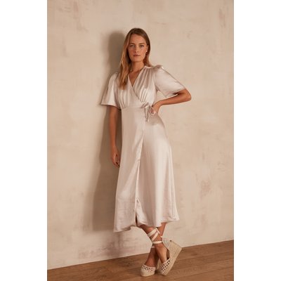 Robe longue cache-coeur bleue satinée heve Maison 123