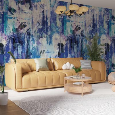 Papier peint panoramique et artistique illustrant des coups de pinceaux abstraits - 85x260 cm (l x h) LA TOUCHE ORIGINALE
